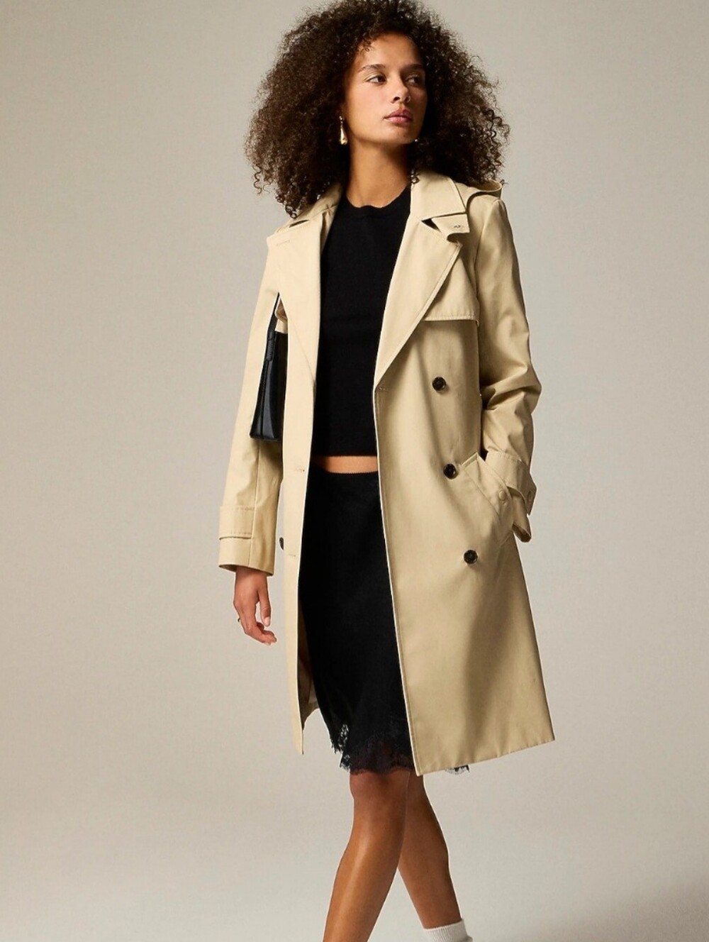 J.Crew Double Breasted Trench Coat Khaki Beige Jacket Size 2 (Runs Large)
